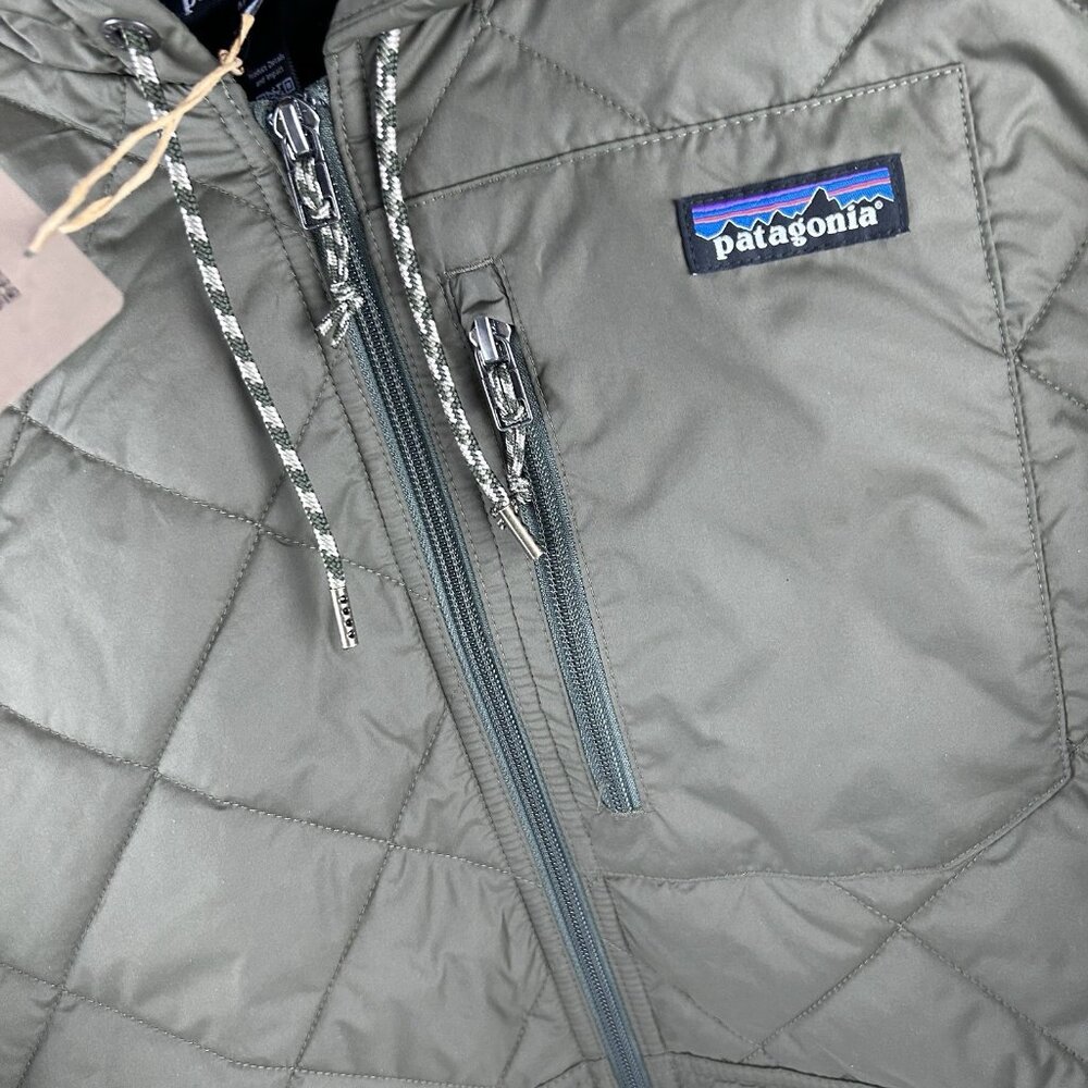 Patagonia Women’s Diamond Quilted Bomber Hoody Jacket Size Medium Basin Green - Picture 3 of 11